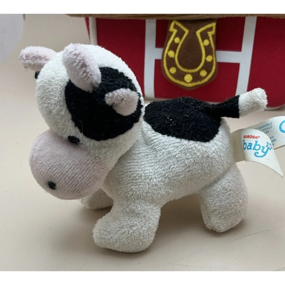 Vtg Aurora Baby My Barnyard Friends Plush Barn Carrier 3 Animals Pig‎ Cow Duck